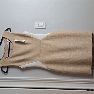 Anthropologie DREW-NWT-Tan/White Sheath Dress Fully Lined-Size 4